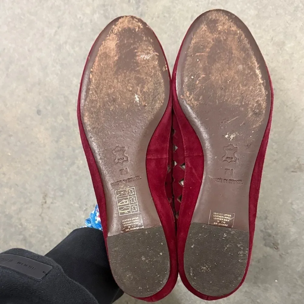 Tory Burch Burgundy Studded Flats